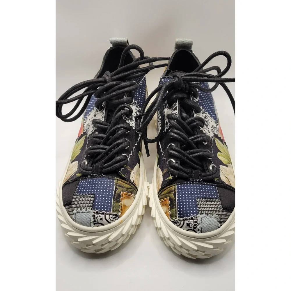 Multicolored Patchwork Trim Giuseppe Zanotti Blabber Lace Up Sneaker Size 37